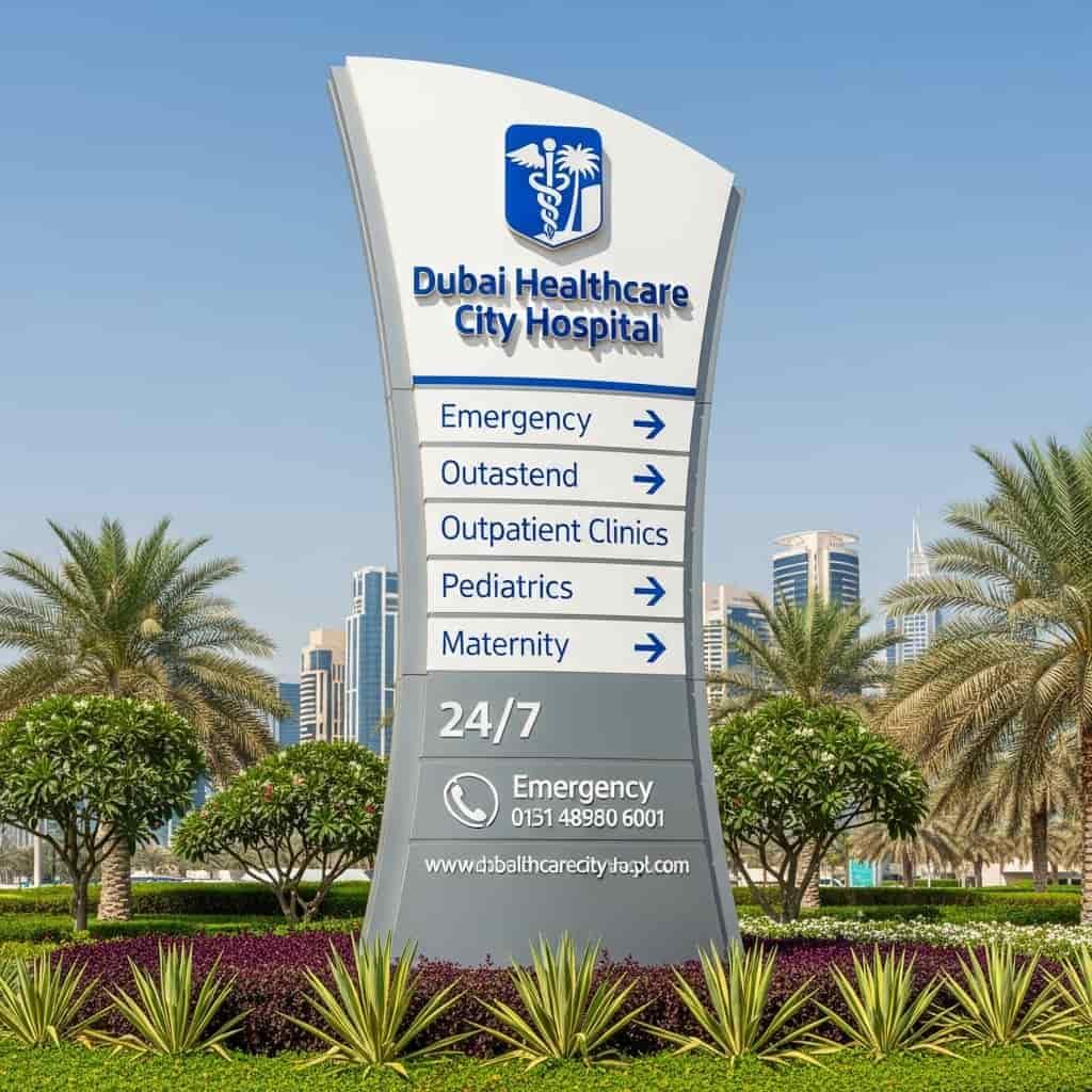 pylon signage for dubai hospital