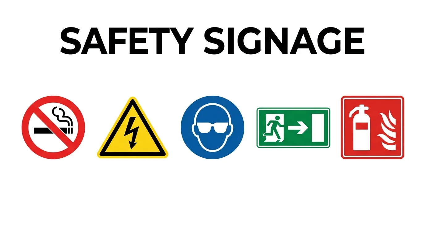 Set of UAE road signs including stop, warning triangle and blue mandatory signs